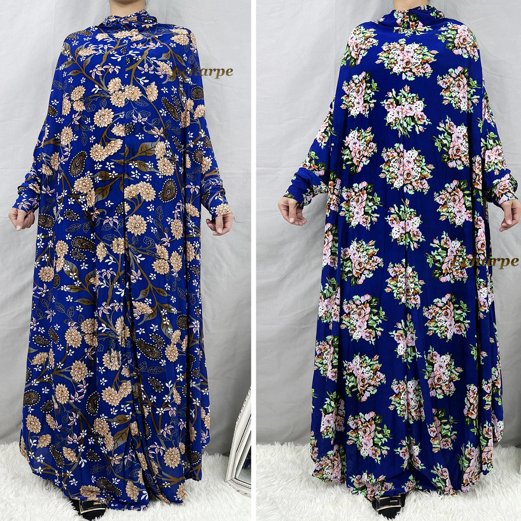 Abaya Longue Fleurie avec Hijab – Collection Élégance