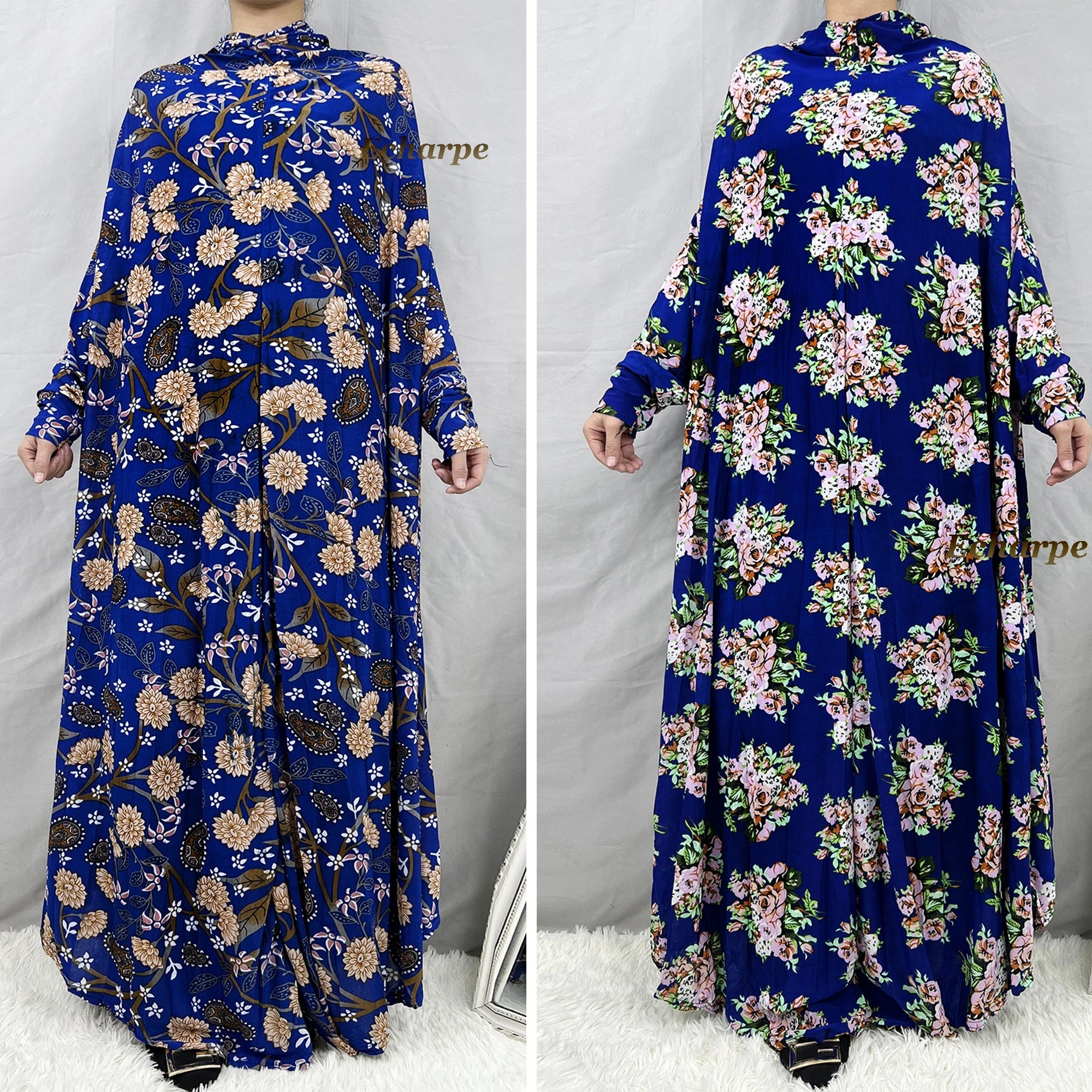 Abaya Longue Fleurie avec Hijab – Collection Élégance