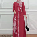 Abaya longue élégante à imprimé floral – Robe ample et confortable pour femme