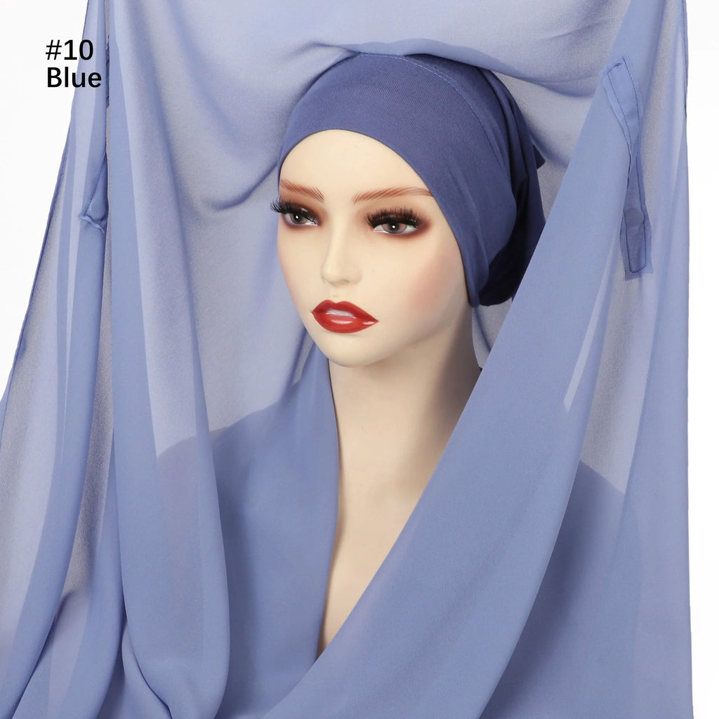 Hijab Premium Instantané avec Aimants Intégrés | Mousseline avec Bonnet | Prêt à Porter