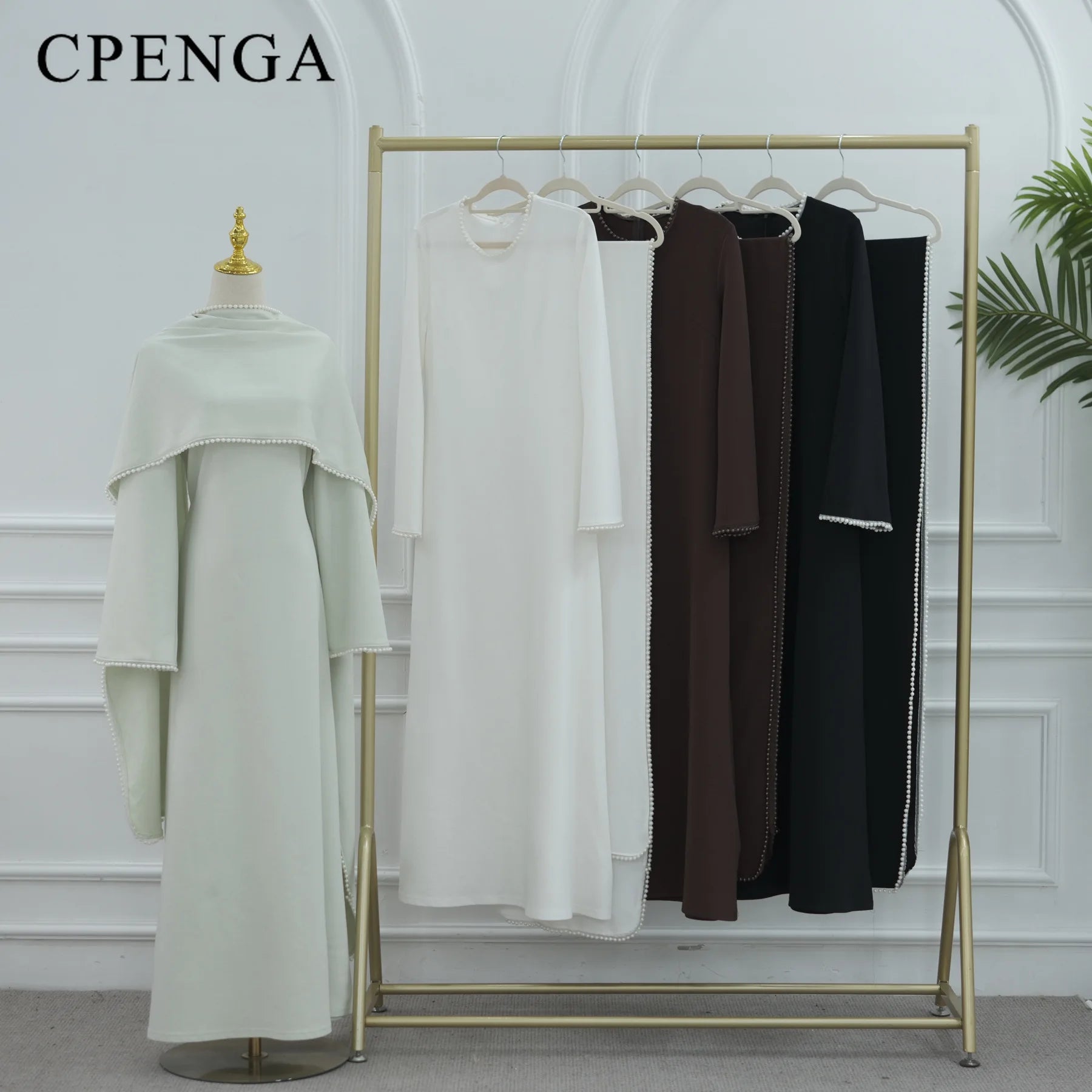 Ensemble Abaya 2 Pièces de Luxe avec Cape Perlée – Élégance Dubai