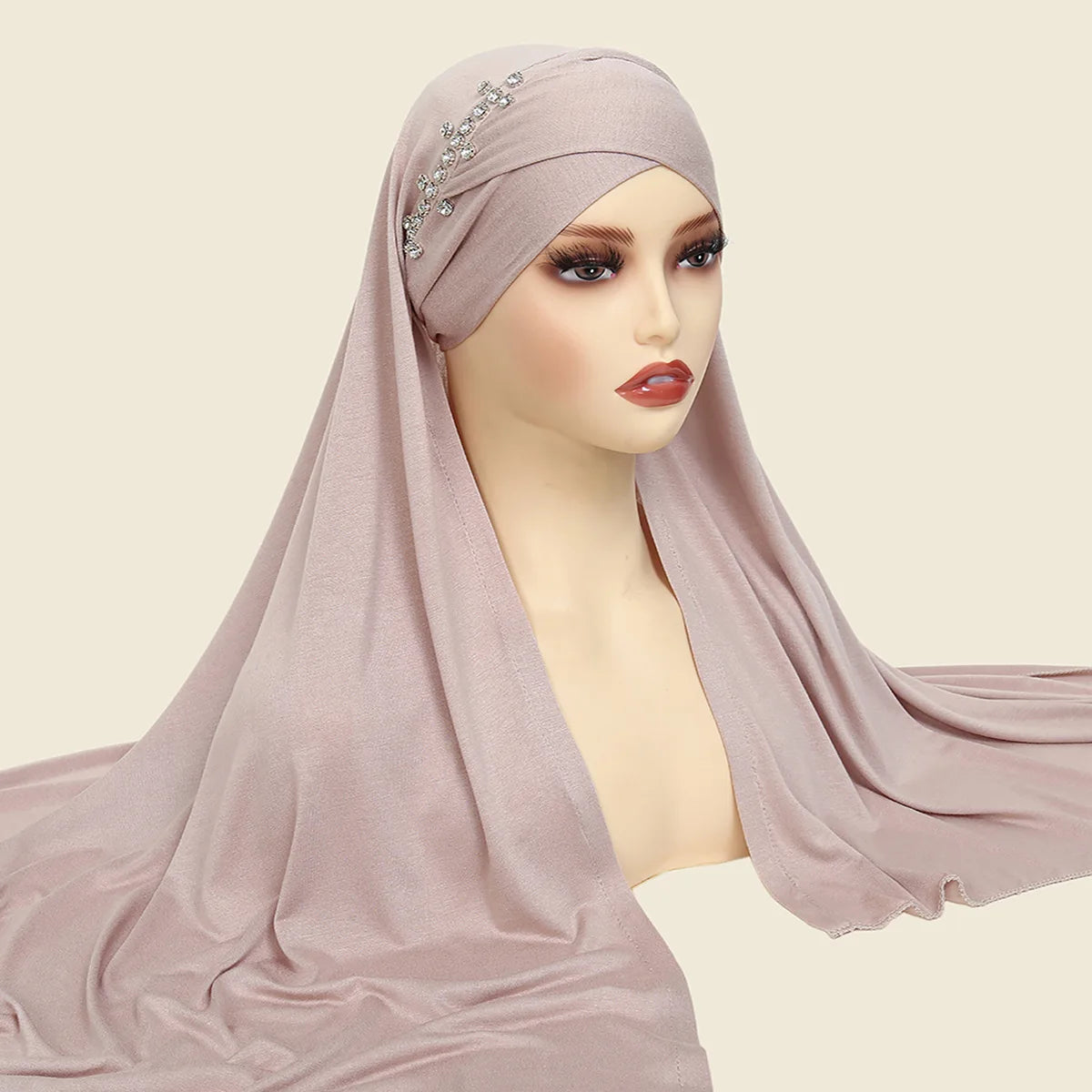 Hijab Instantané avec Bonnet Intégré et Strass – Prêt à Porter