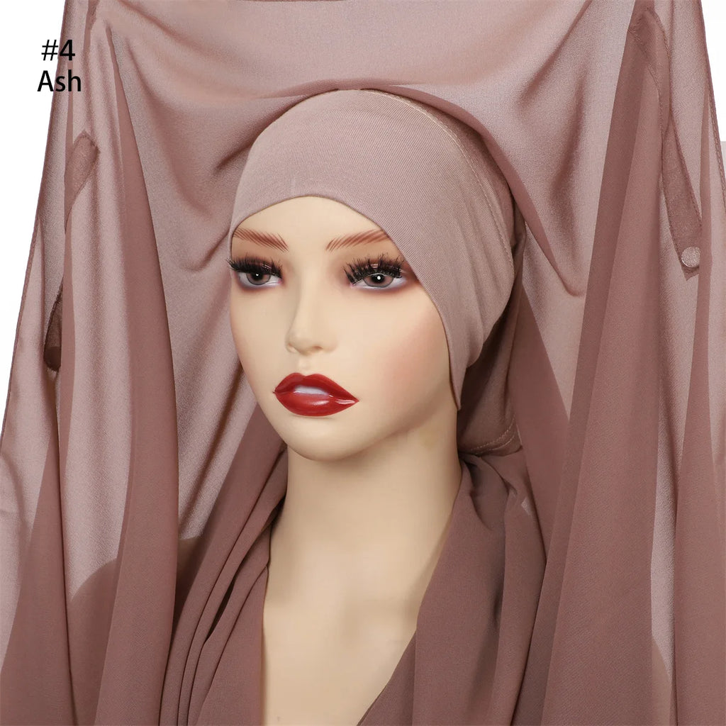 Hijab Premium Instantané avec Aimants Intégrés | Mousseline avec Bonnet | Prêt à Porter