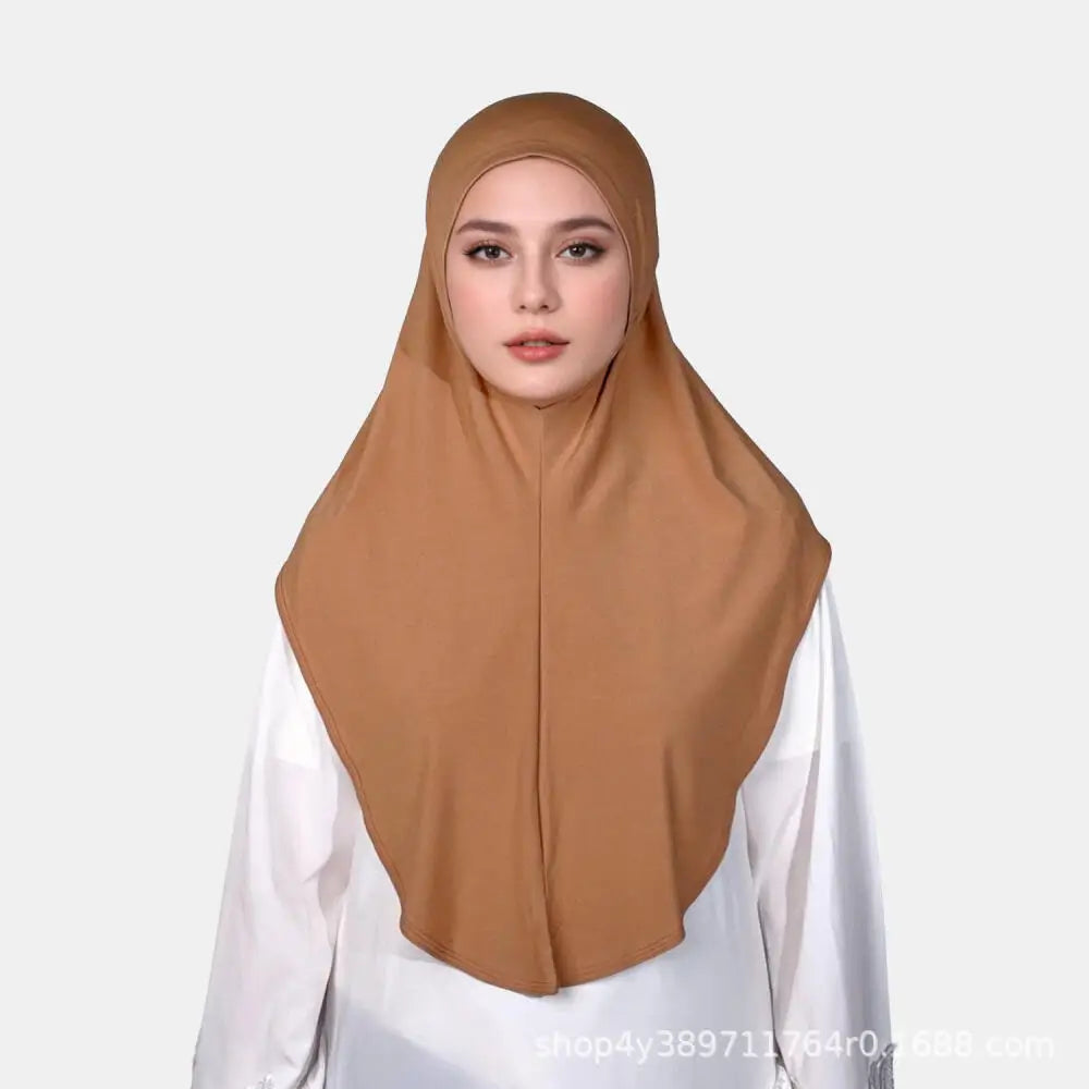 Hijab Long en Mousseline avec Bonnet Intégré – Léger, Confortable et Élégant
