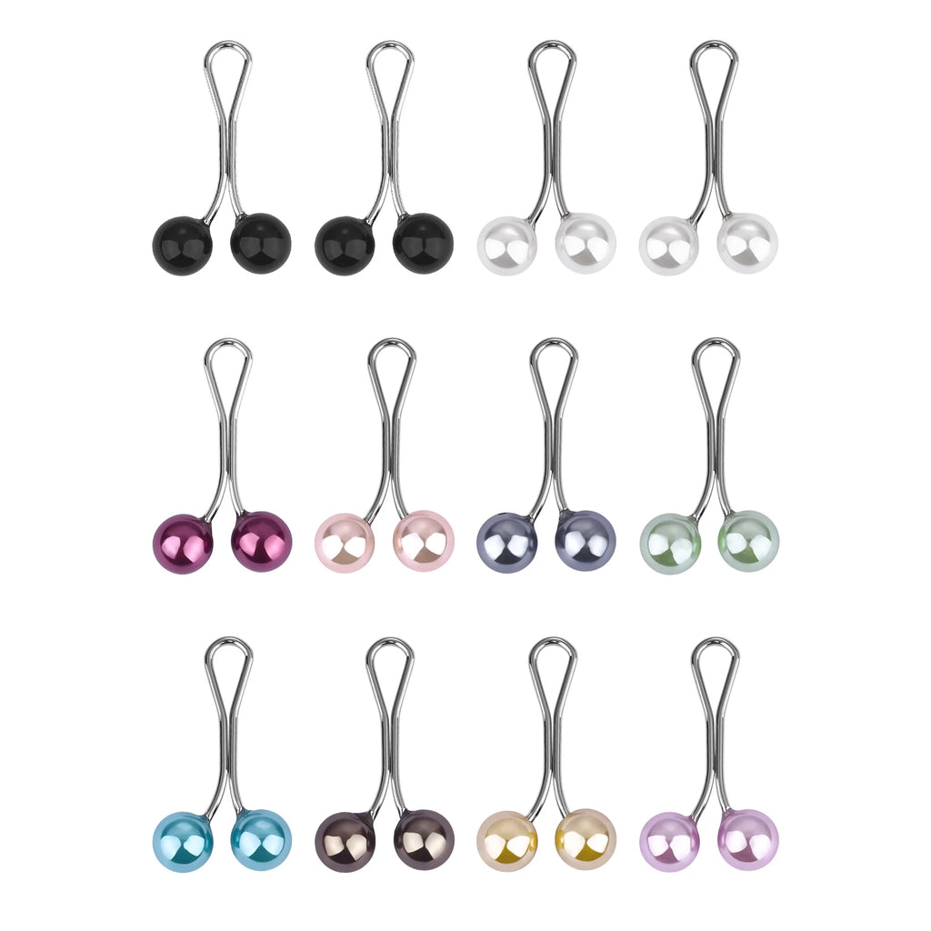 Lot de 12 Épingles à Hijab avec Perles – Broches Élégantes pour Foulard, Châle et Voile Musulman