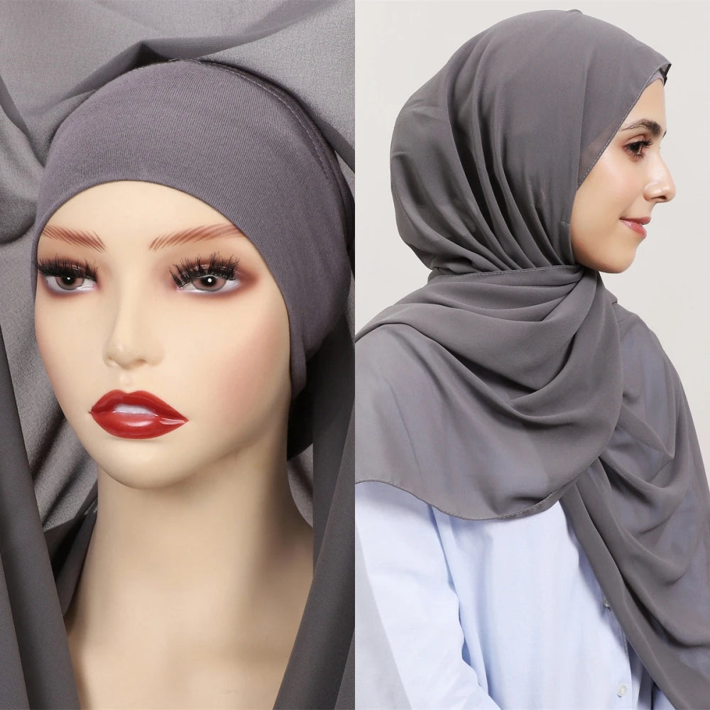 Hijab Premium Instantané avec Aimants Intégrés | Mousseline avec Bonnet | Prêt à Porter