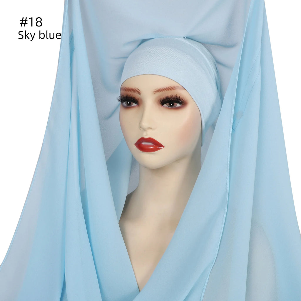 Hijab Premium Instantané avec Aimants Intégrés | Mousseline avec Bonnet | Prêt à Porter
