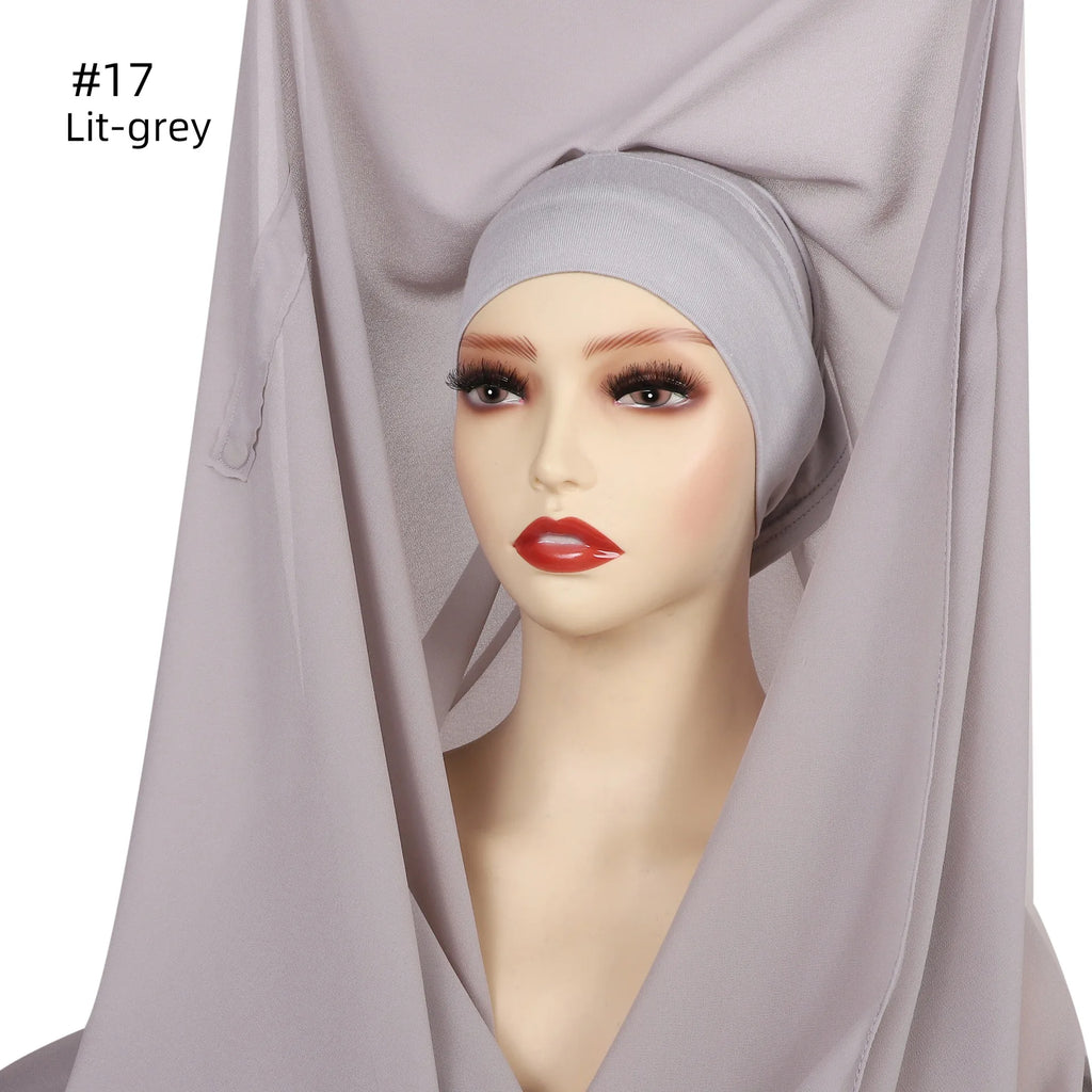 Hijab Premium Instantané avec Aimants Intégrés | Mousseline avec Bonnet | Prêt à Porter