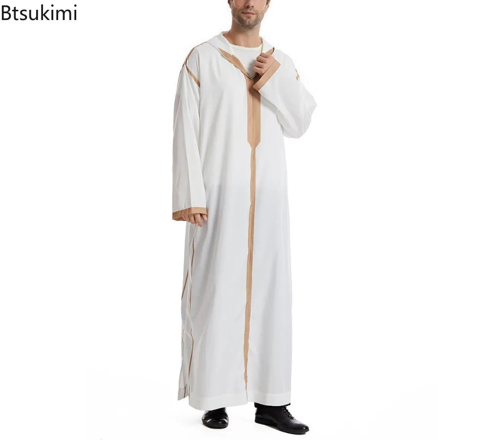 Khamis Homme à Capuche – Qamis Marocain Style Dubai Premium