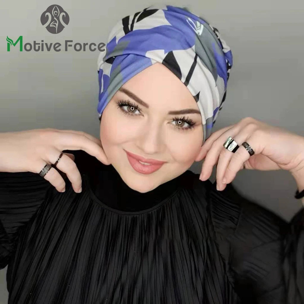 Turban Hijab Croisé en Jersey – Prêt à Porter, Élégant et Confortable