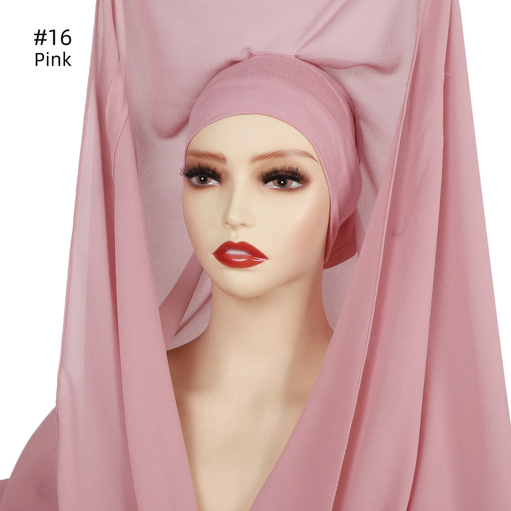 Hijab Premium Instantané avec Aimants Intégrés | Mousseline avec Bonnet | Prêt à Porter