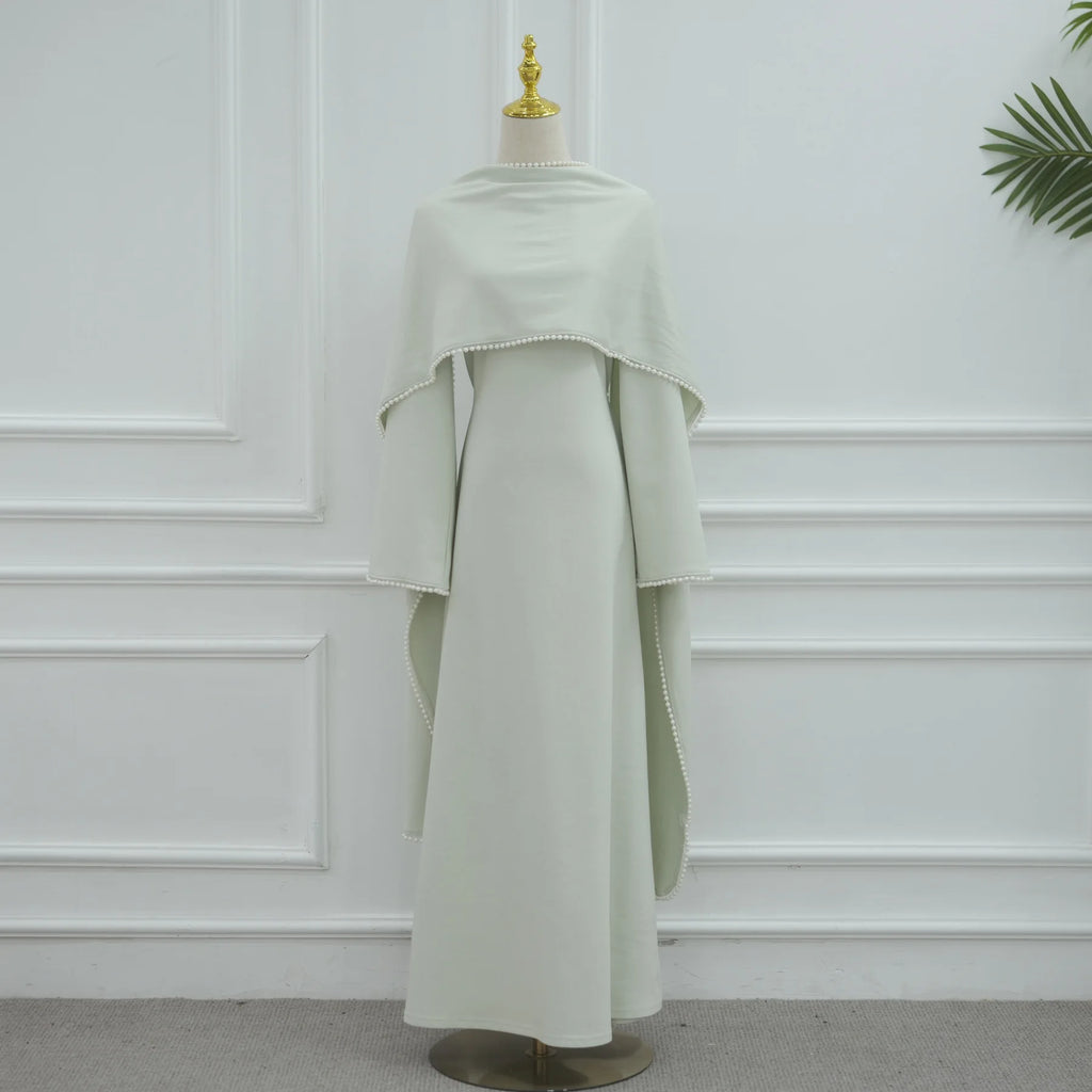 Ensemble Abaya 2 Pièces de Luxe avec Cape Perlée – Élégance Dubai