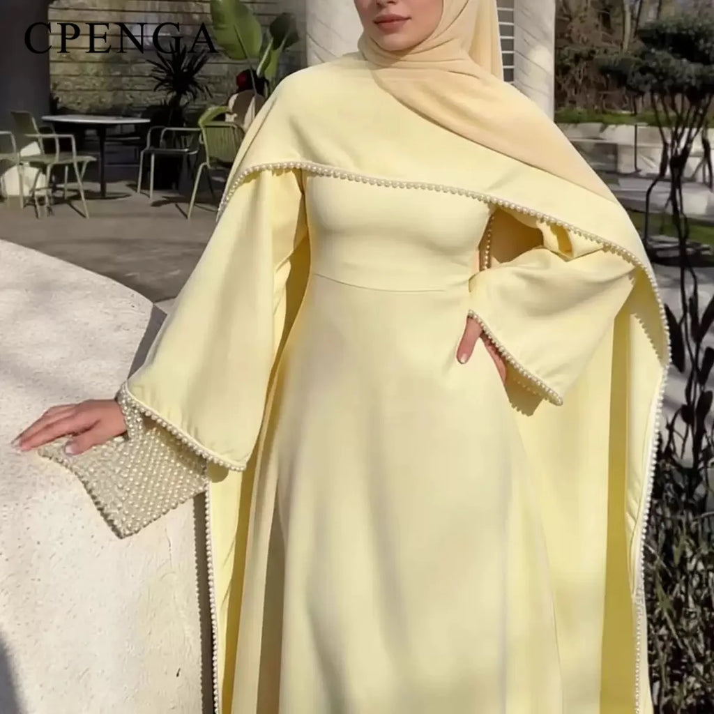 Ensemble Abaya 2 Pièces de Luxe avec Cape Perlée – Élégance Dubai