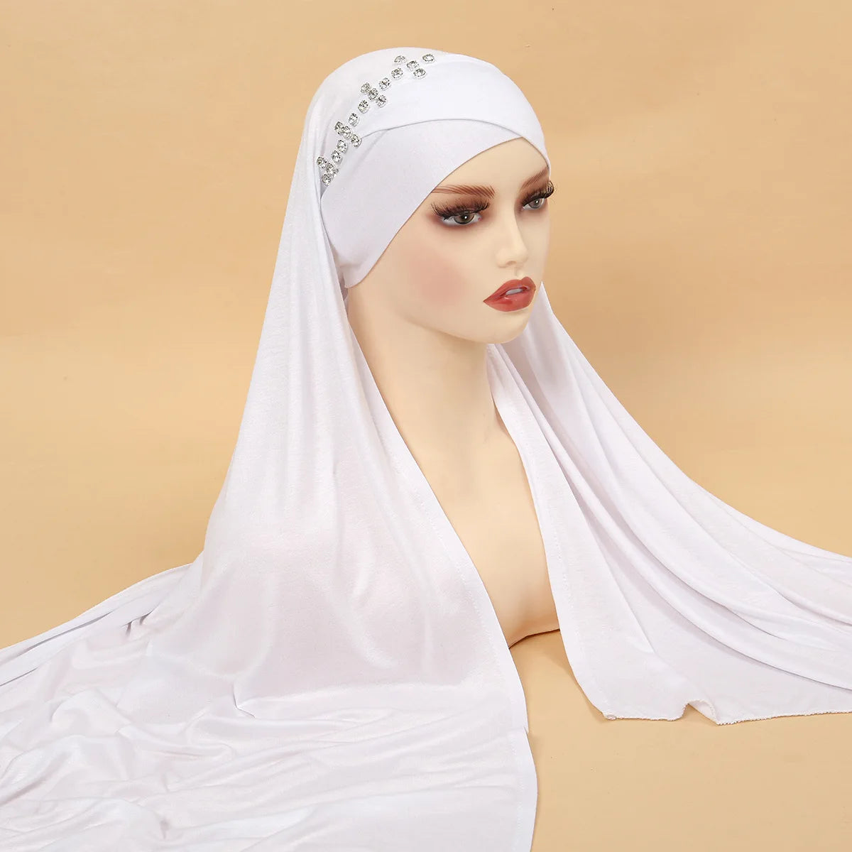 Hijab Instantané avec Bonnet Intégré et Strass – Prêt à Porter