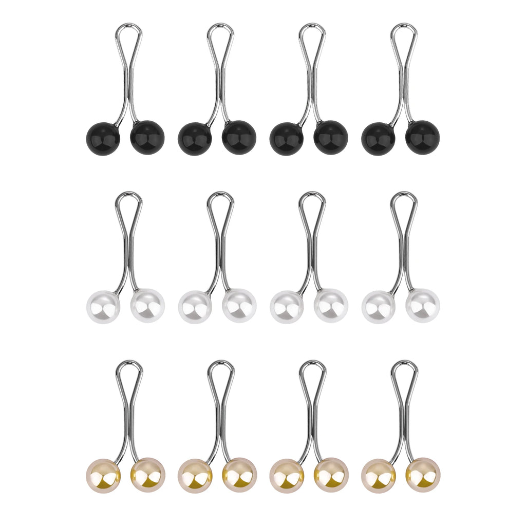 Lot de 12 Épingles à Hijab avec Perles – Broches Élégantes pour Foulard, Châle et Voile Musulman